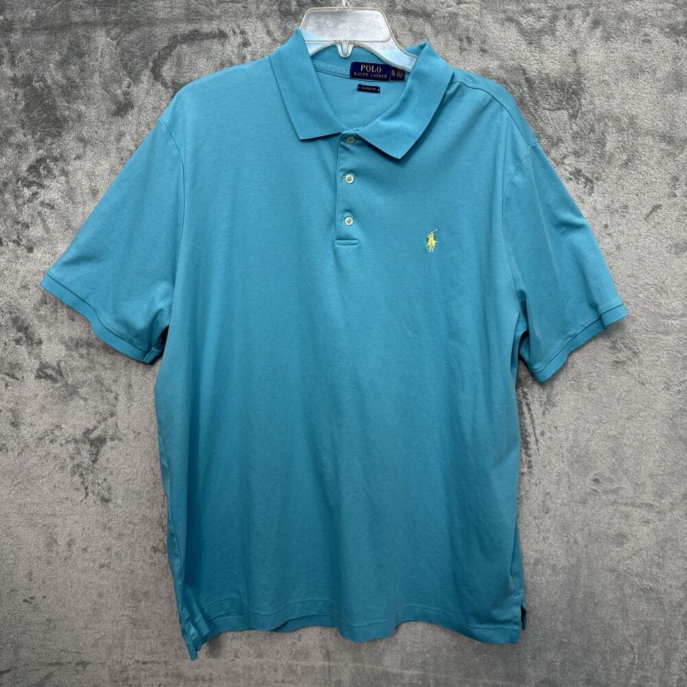 polo ralph lauren classic polo shirt men xl blue cotton